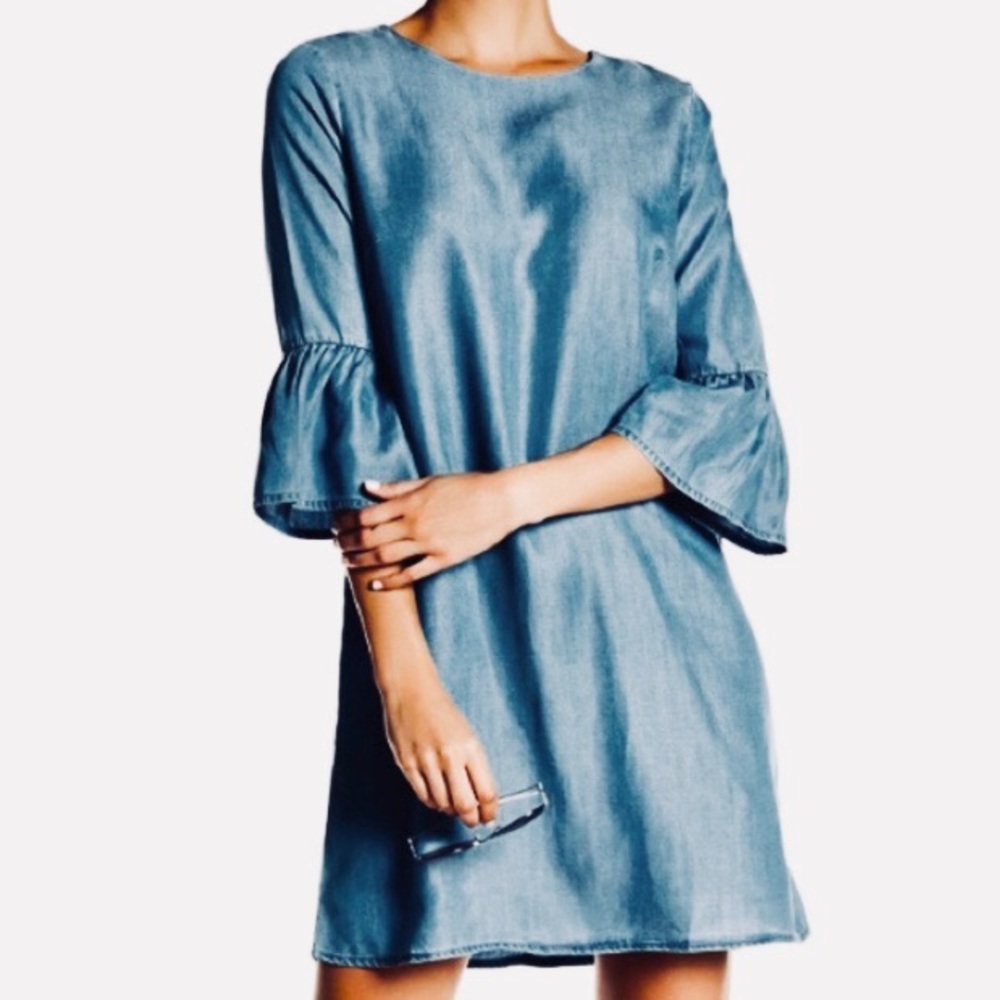 NAÏF Chambray Bell Sleeves Short Dress